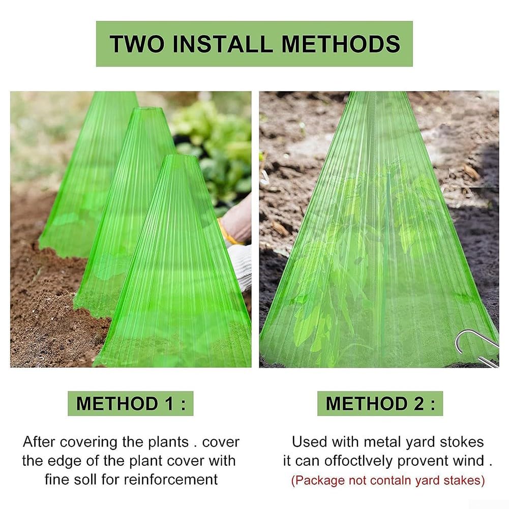 Lot de 10 cloches de protection pour plantes, cloches de jardin, couvercles en plastique, réutilisables à usage carré avec 20 clous