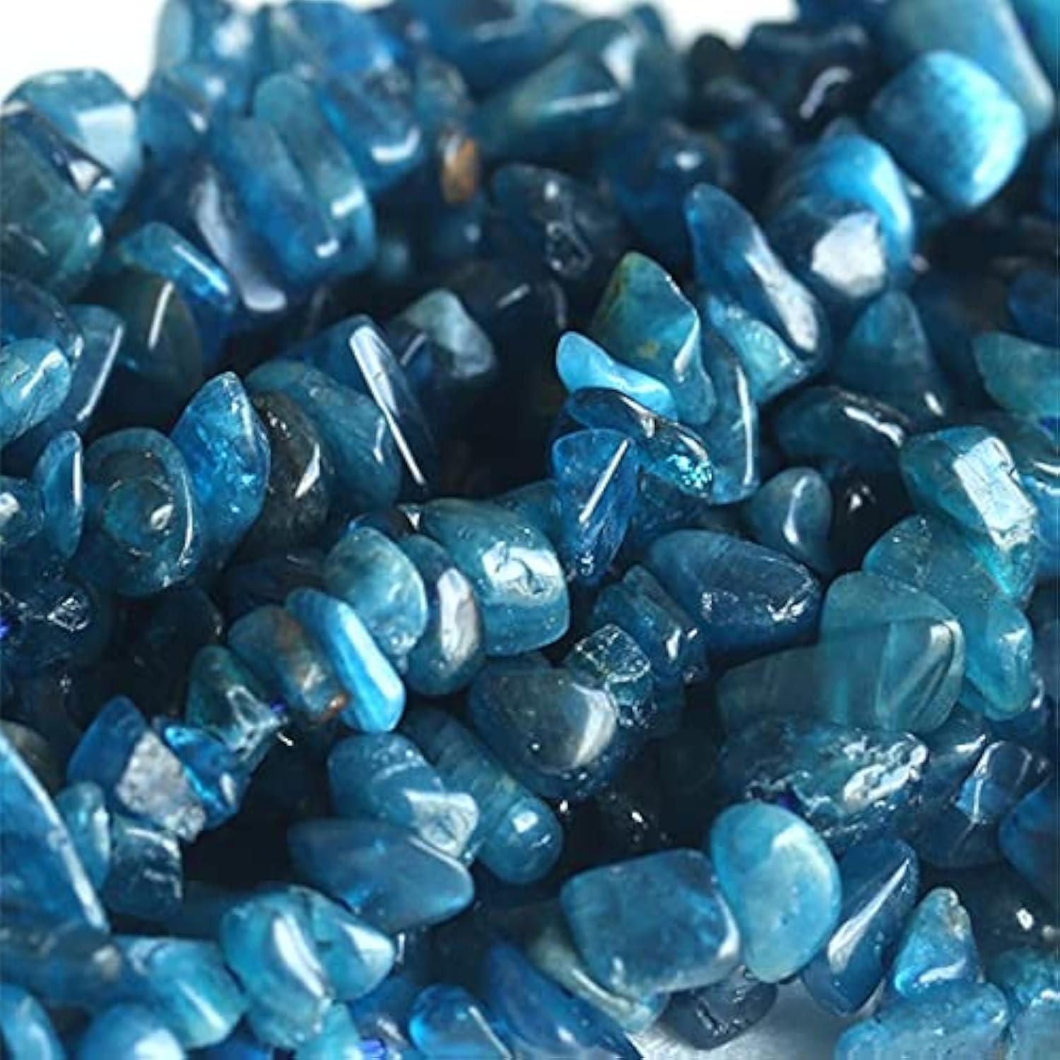 Apatite bleue naturelle en pépites 3x8mm pour remplacer les perles synthétiques ternes