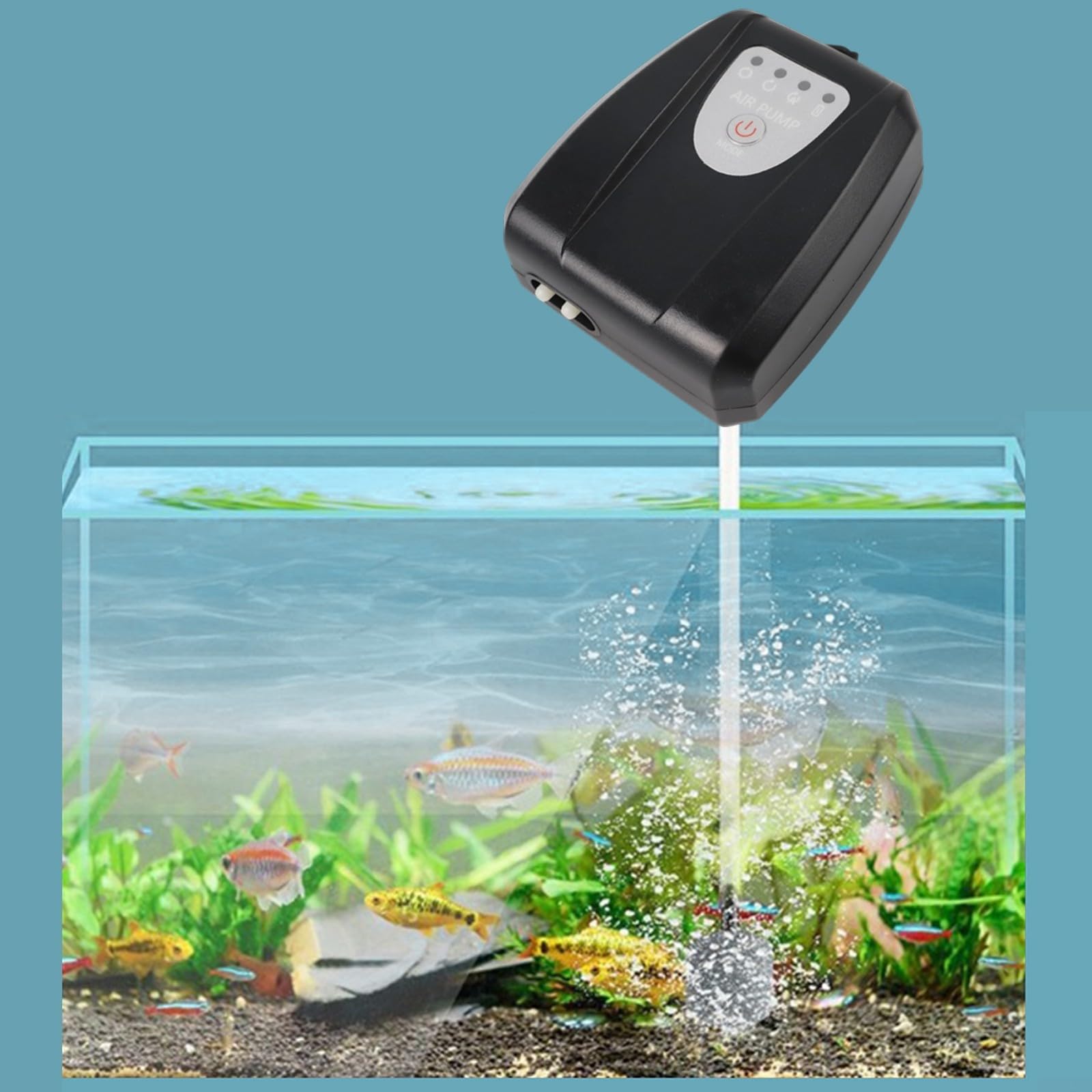 Bomba de oxígeno solar de 3 W con batería de 2600 mAh para estanque de peces al aire libre, aireador de acuario, funcionamiento silencioso, carga USB y solar, plástico ABS negro y blanco