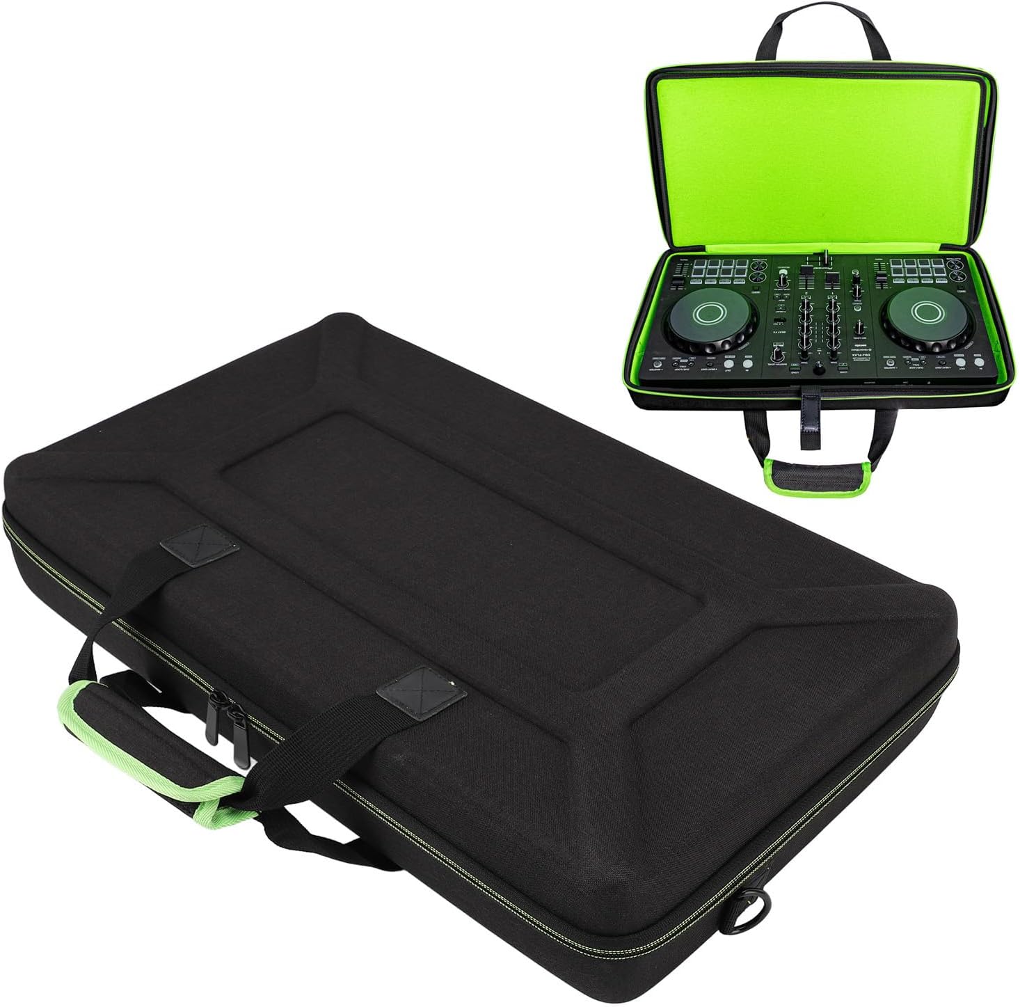 EVA Padded DJ Controller Case Secure Storage Bag with Strap for DDJ SB2 Protect Gear Green Lining 20.08x12.20x3.54in