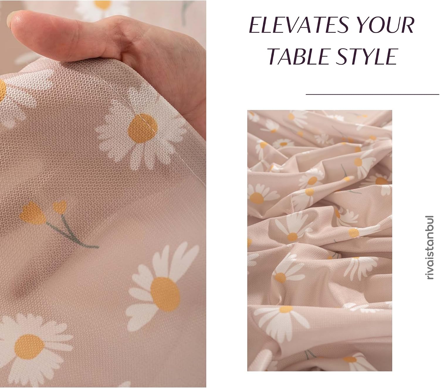 Rectangular & Round Tablecloth for Dining & Picnic | Botanical Print Fabric Table Cover for Indoor Outdoor Tables | Durable Table Cloth for Kitchen, Parties, Holidays & Everyday Use