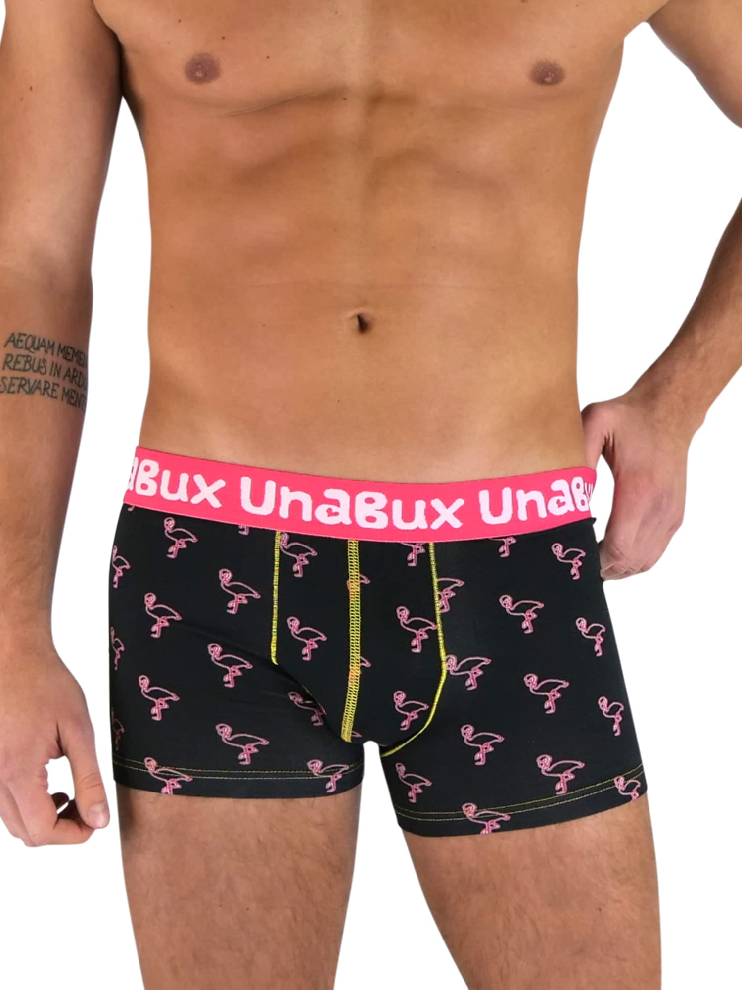 Generisch UnaBux bokserki męskie, zestaw 2 sztuk, James Flamingo / Five Fingers - Five Fingers - rozmiar S, czarny, S