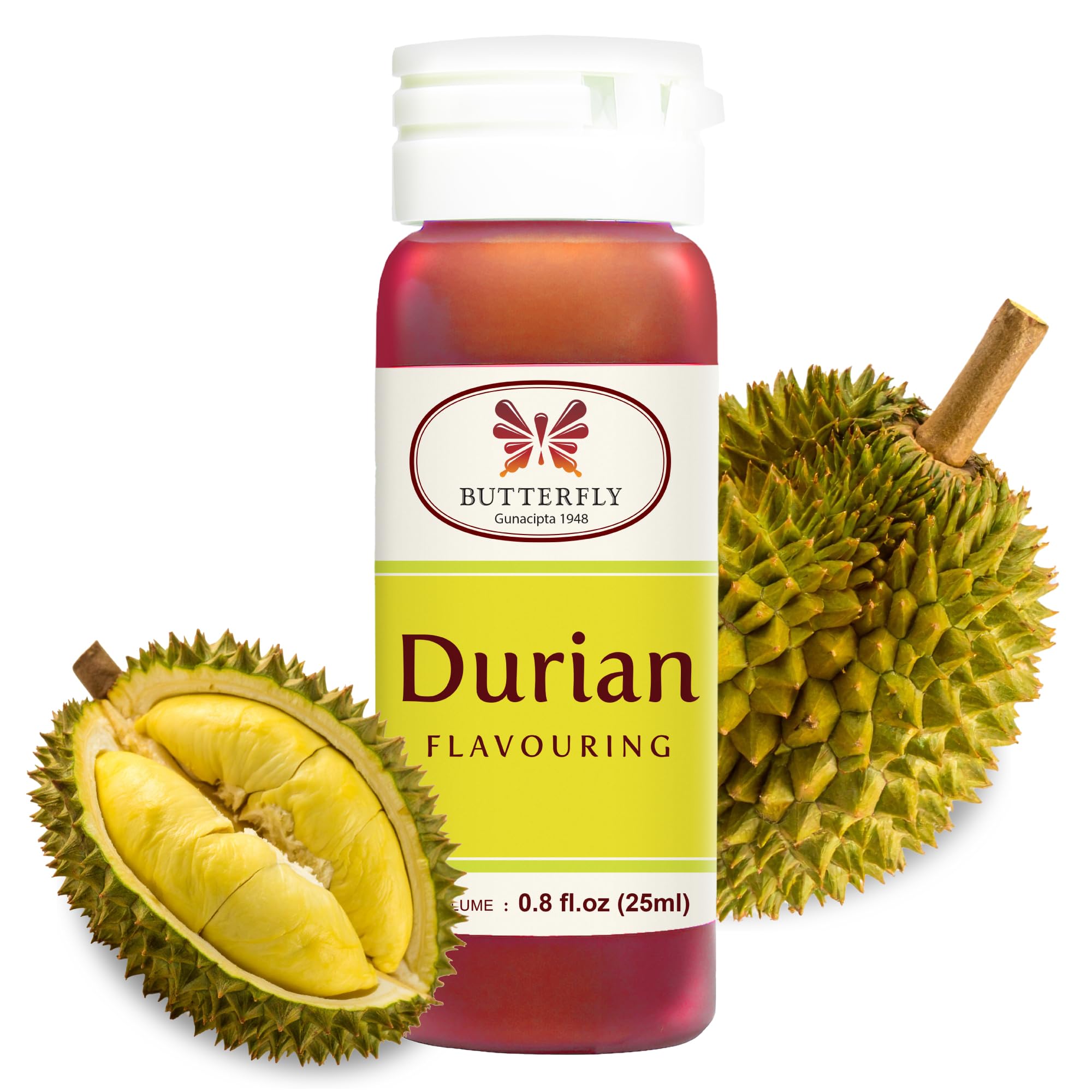 Butterfly Flavoring Extract Paste, 25 ml (Durian, Pack of 1) – Durian Paste for Baking, Exotic Tropical Aroma for Cake, Mooncake & Chips