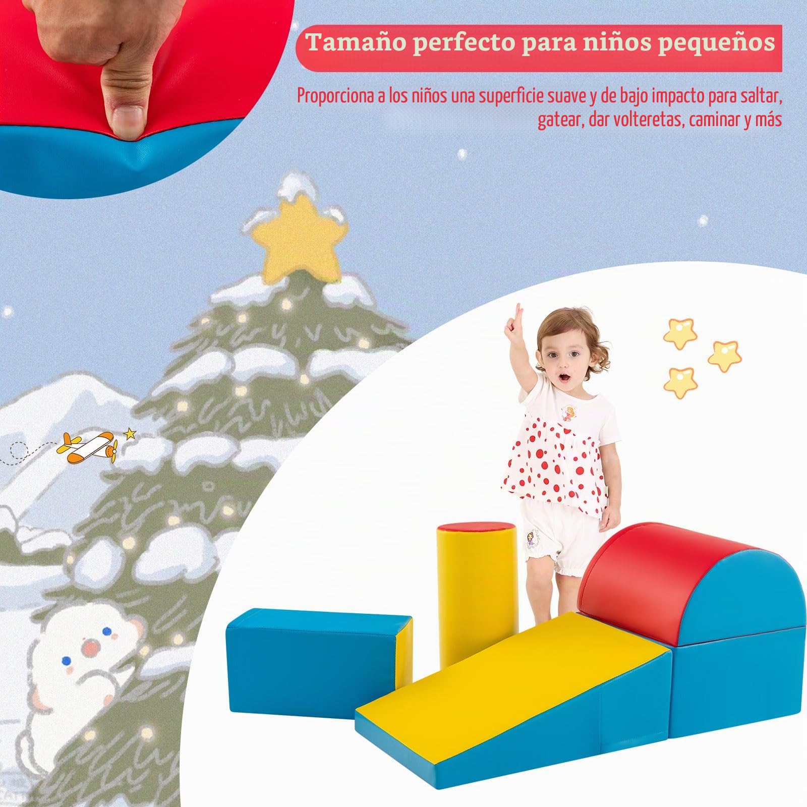 LIFEZEAL Juego de 5 Bloques de Construcción de Espuma para Niños, Módulos de Motricidad Módulos de Espuma con Tobogán, Juguetes Educativos, Hechos de PU y EPE, para el Hogar, Guardería (Estilo 8)