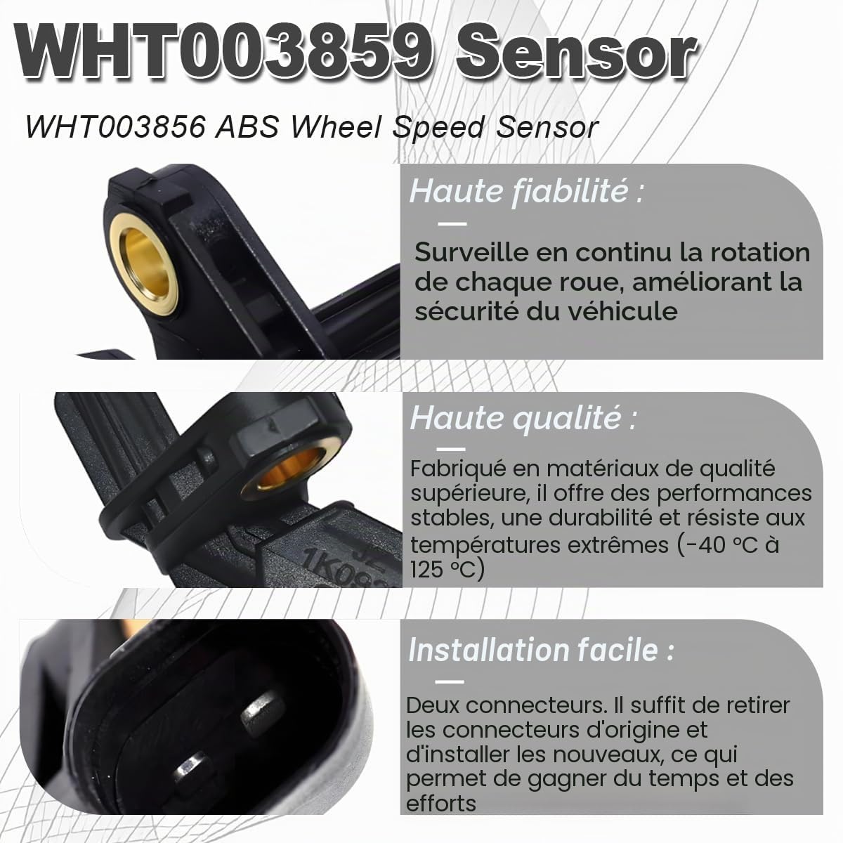 ZAMDOE Capteur de Vitesse de Roue ABS pour VW Golf Jetta Passat Touran Tiguan Avant arrière Gauche Droite pour Audi A3 TT pour Porsche Carrera GT pour Seat 1K0927807 1K0927808 7H0927803 7H0927804