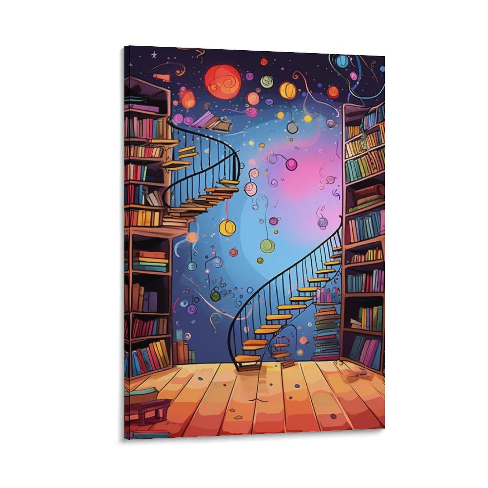 Tableau impression sur toile TNSGHAVED bibliothèque murale déco 30x45cm - 6