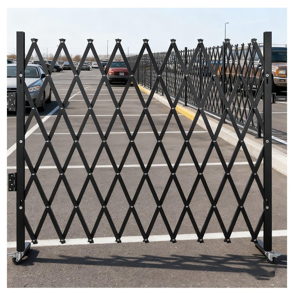 Genérico Barrera de Seguridad Plegable metálica expandible - Puerta de Entrada Ajustable, Valla Temporal portátil para Parques, garajes y hospitales - Sistema de Barricada de Seguridad de 2x2 m