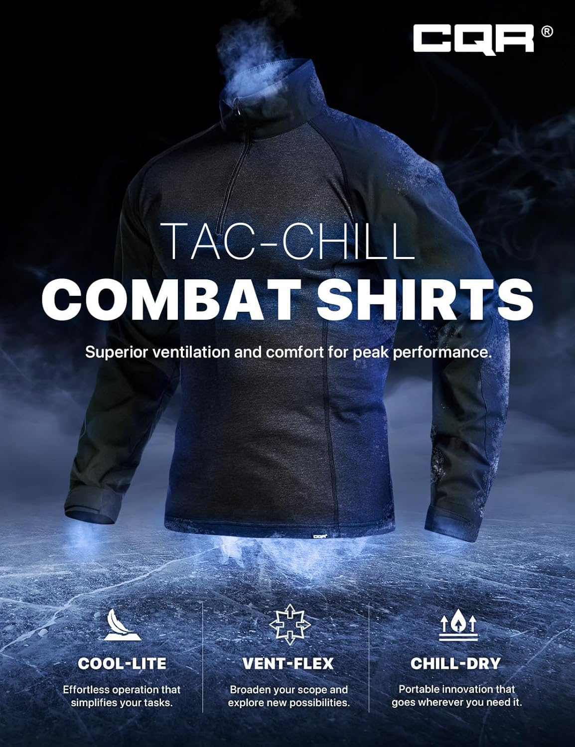 CQR Men's Combat Shirt Tactical 1/4 Zip Long Sleeve Military BDU Shirts Camo EDC Top with Pockets - Image 3