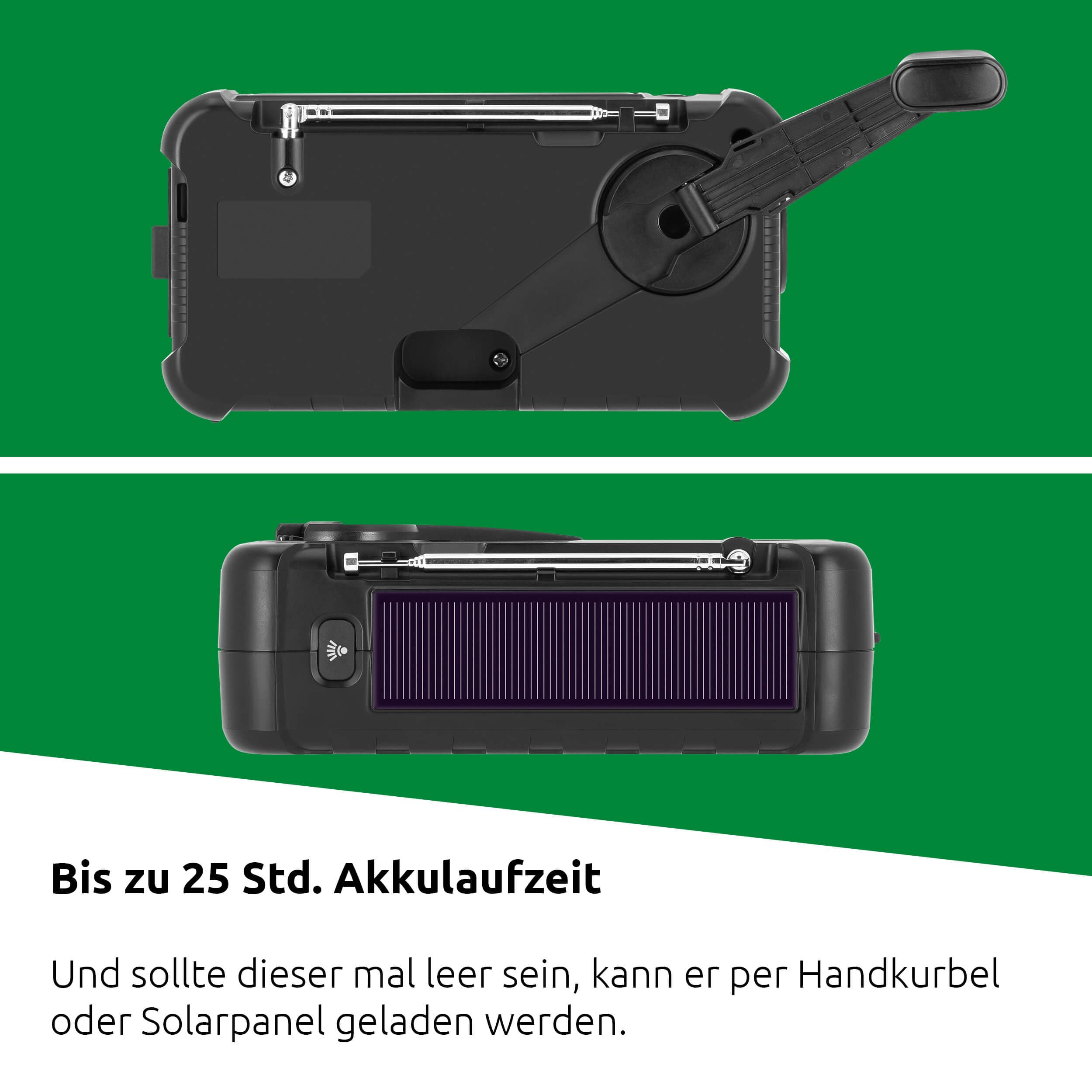 TechniSat TECHNIRADIO Solar 2 Radio Solaire à manivelle Dab+/FM (Radio de Camping Mobile avec Panneau Solaire, Batterie, Fonction Batterie Externe, Lampe de Poche LED, mémoire des favoris, boîtier en