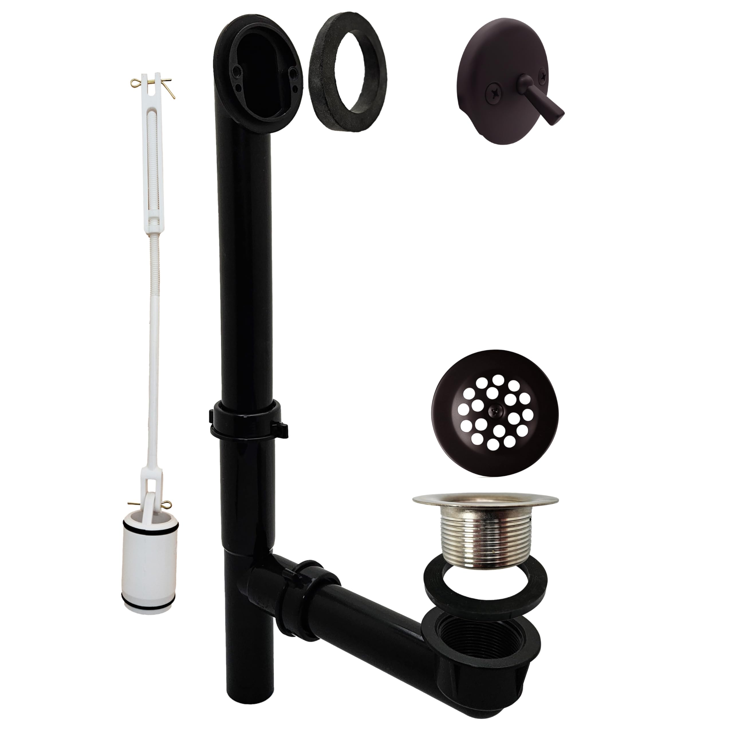 Westbrass 592144-12 Trip Lever Bath Waste Black 1-1/2" Tubular, Oil Rubbed Bronze