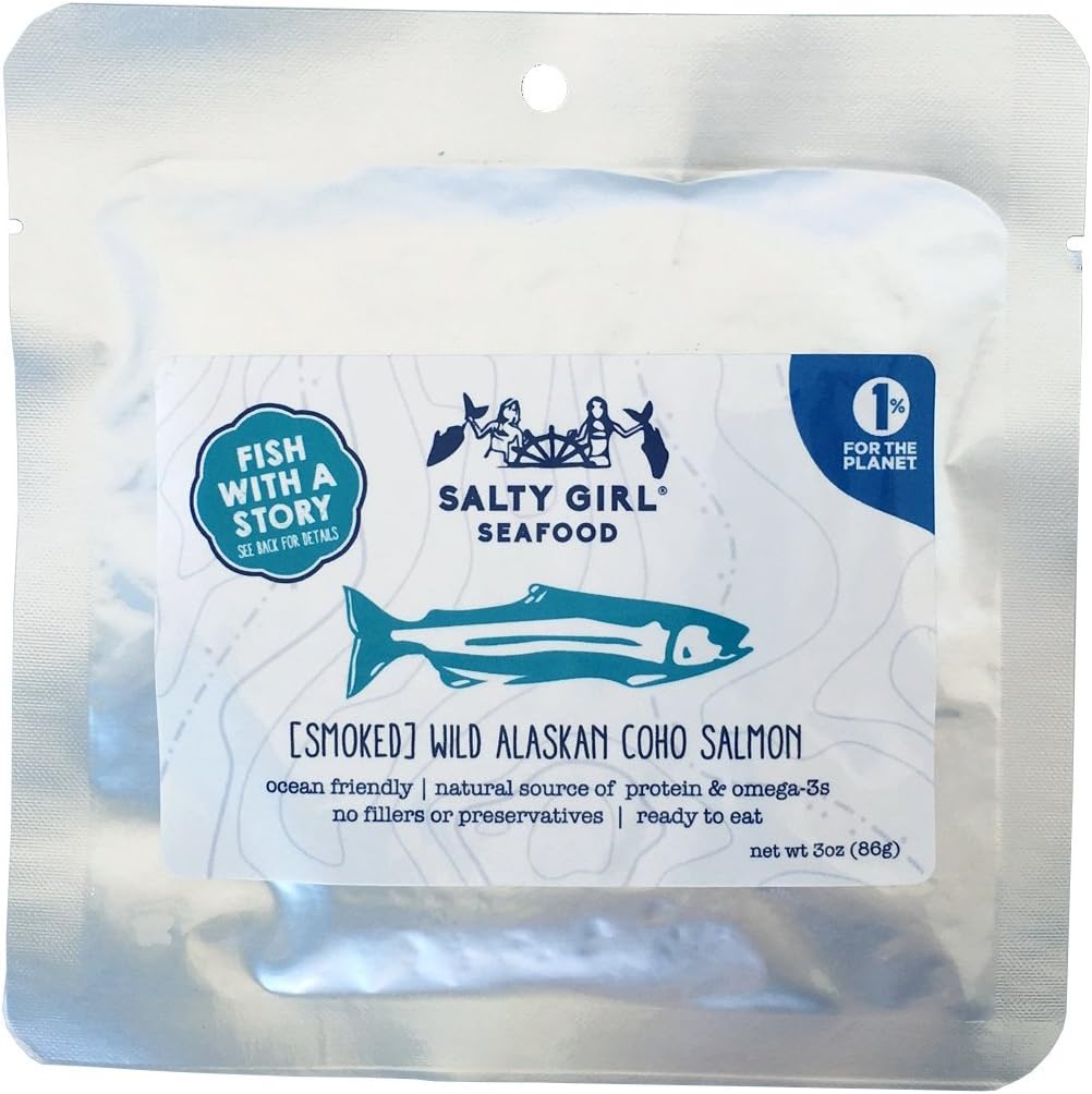 Salty Girl Seafood Smoked Coho Salmon, Wild-Caught and Sustainable (Pack of 5)