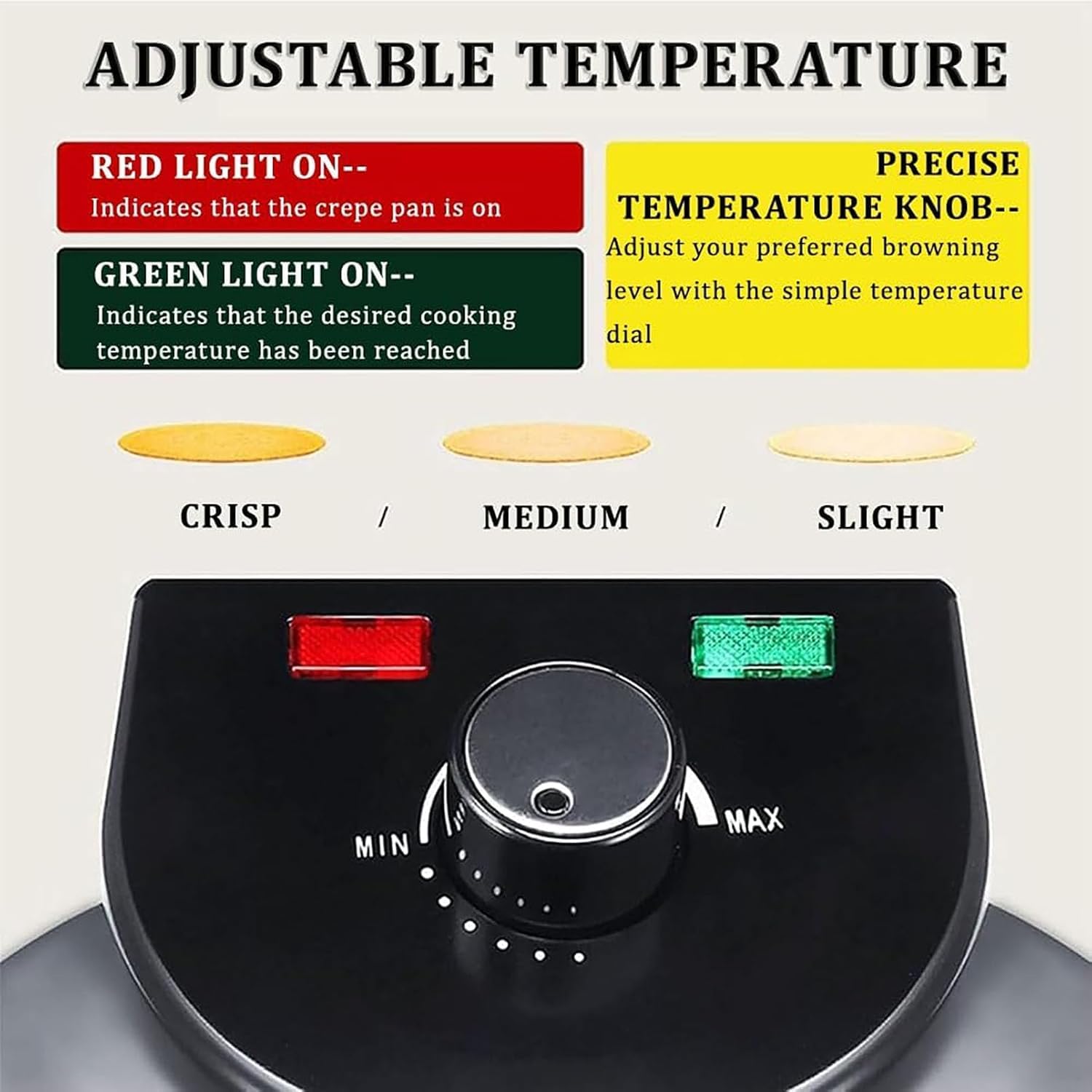 Plancha eléctrica antiadherente para crepes de 1500 W y 250 mm