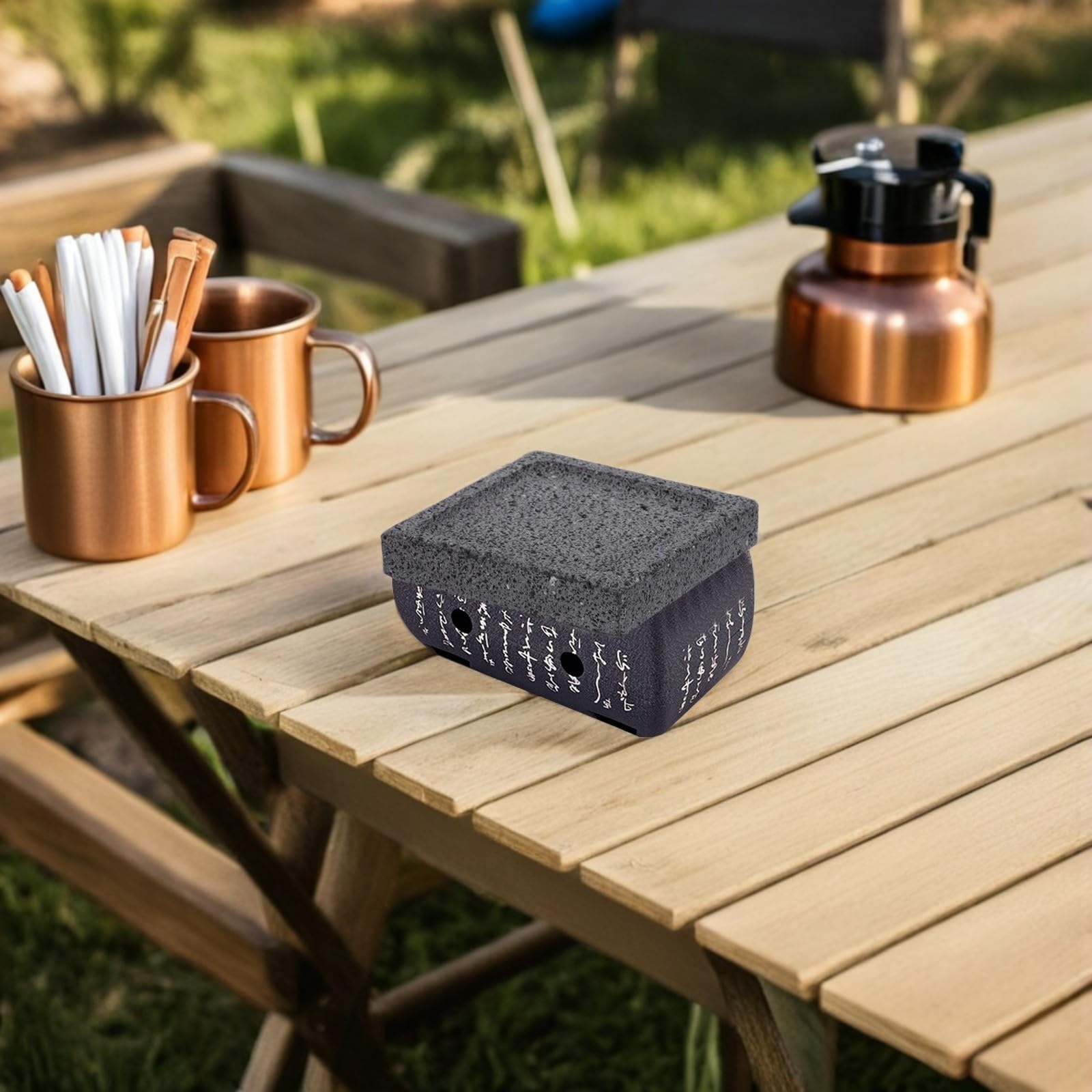 SOIMISS Placa de Piedra Volcánica para Barbacoa Coreana Rectangular, Fácil Mantenimiento y Retención de Nutrientes Adecuado para Verduras y Pescado en Picnics al Aire Libre