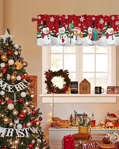 Miniatura 3 de Cenefas de muñeco de nieve de Navidad para cocina, cafetería, árbol de Navidad de invierno, copos de nieve, cenefa de ventana de dibujos animados,