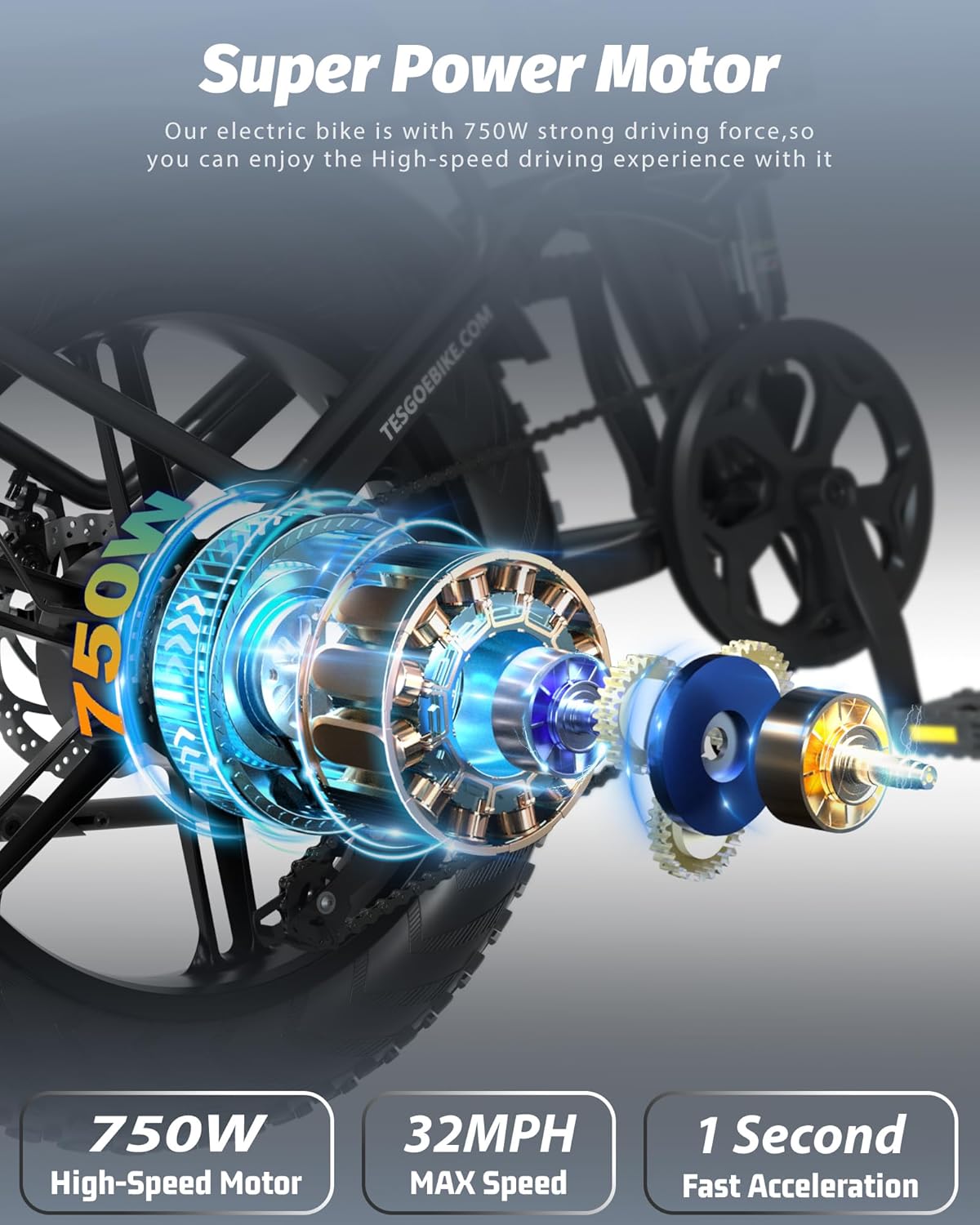 Close-up of the TESGO HUM-Pro's 1000W motor