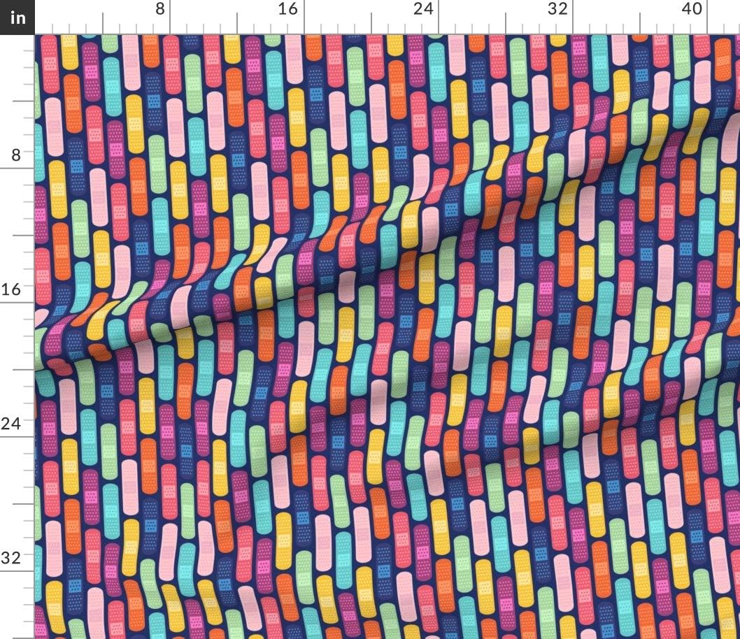 Spoonflower Fabric - Stripe Blue Medical Nurse Hospital Doctor Bright Geometric Fun Printed on Petal Signature Cotton Fabric by The Yard - Sewing Quilting Apparel Crafts Decor