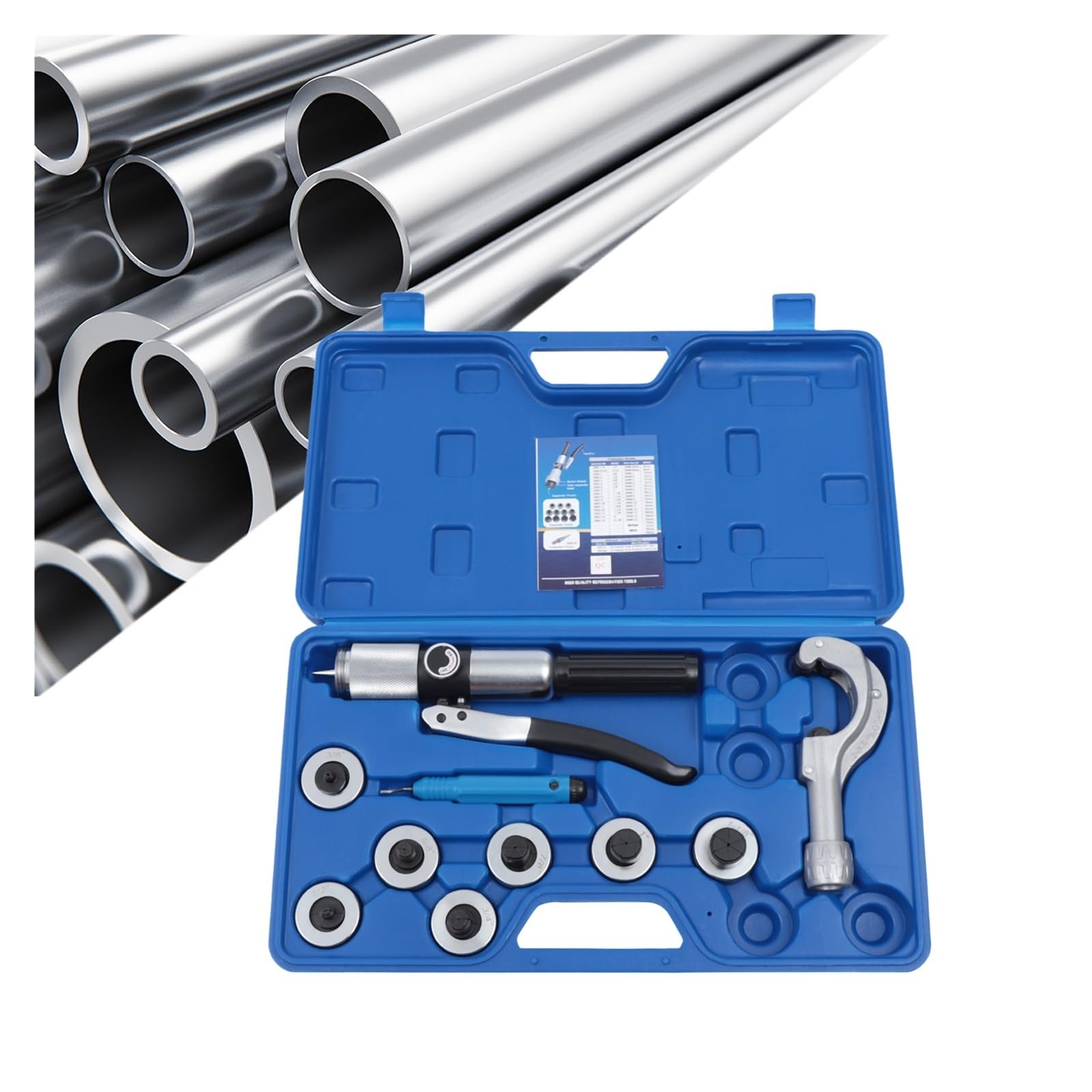 Rsgxlfqzvak One Color Pipe Expander, Hydraulic Tube Expander 3/8" - 1-1/8" 7 Lever Hvac Tubing Expanding Swaging Set