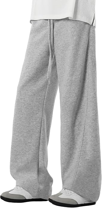 Mens Baggy Sweatpants Wide Leg Sweatpants Baggy Y2K Elastic Waist Drawstring Loose Joggers with Pockets