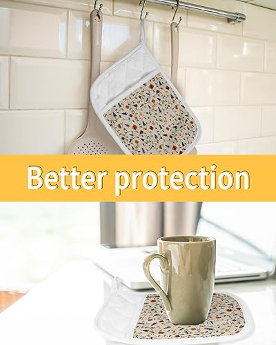 Miniatura 22 de Christmas 5Pcs Pot Holders for Kitchen, Non Slip & Heat Insulation Terry Cloth Potholder Set with Pocket, Thick Hot Pad Oven Mitts Trivet Coaster