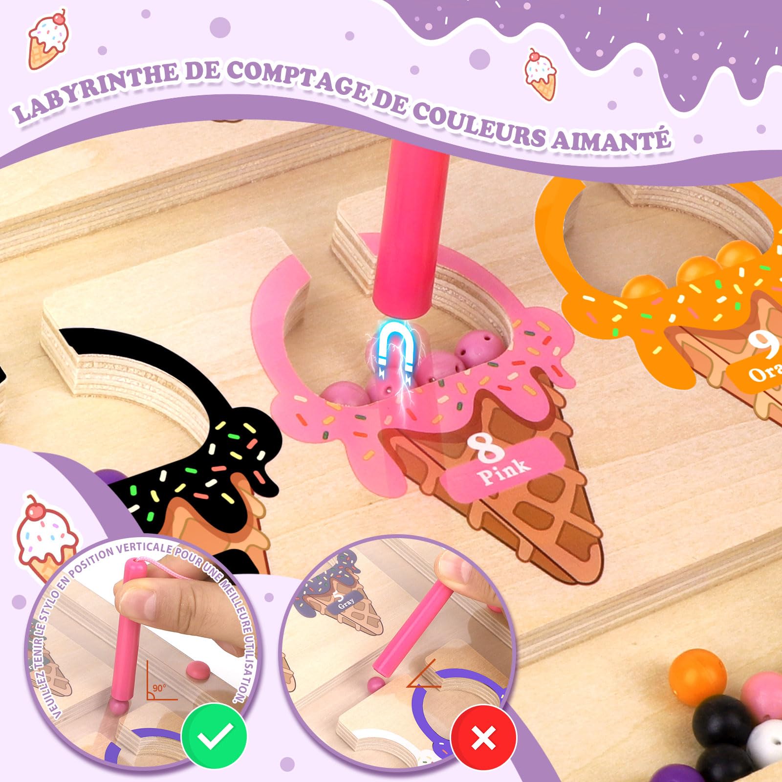 Cadeau Jouet Jeux Fille 3 4 ans Jouets Montessori Enfants Labyrinthe Magnétique de Couleurs Et De Chiffres Jouets de Triage des Couleurs Jeux Jeu Jouet Cadeau Enfant Educatif Montessori 3 4 ans