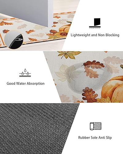 Miniatura 2 de Tapete de baño de calabaza a cuadros para bañera, antideslizante, de secado rápido y absorbente, tierra de diatomeas, cocina, ducha, fregadero,