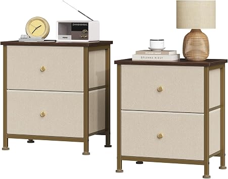 22% off: Sweetcrispy Nightstands Set of 2 with 2 Storage Drawer, Small Bedside Table
