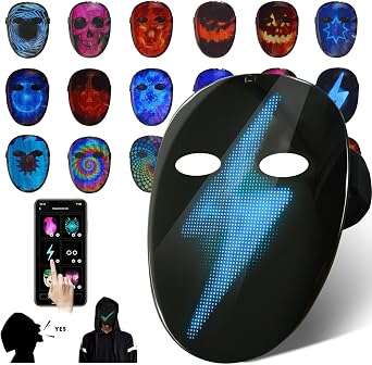 Depointer Life Led Mask with Voice Recognition Gesture Sensing, Light up Mask with Programmable App Multi-Patterns Display