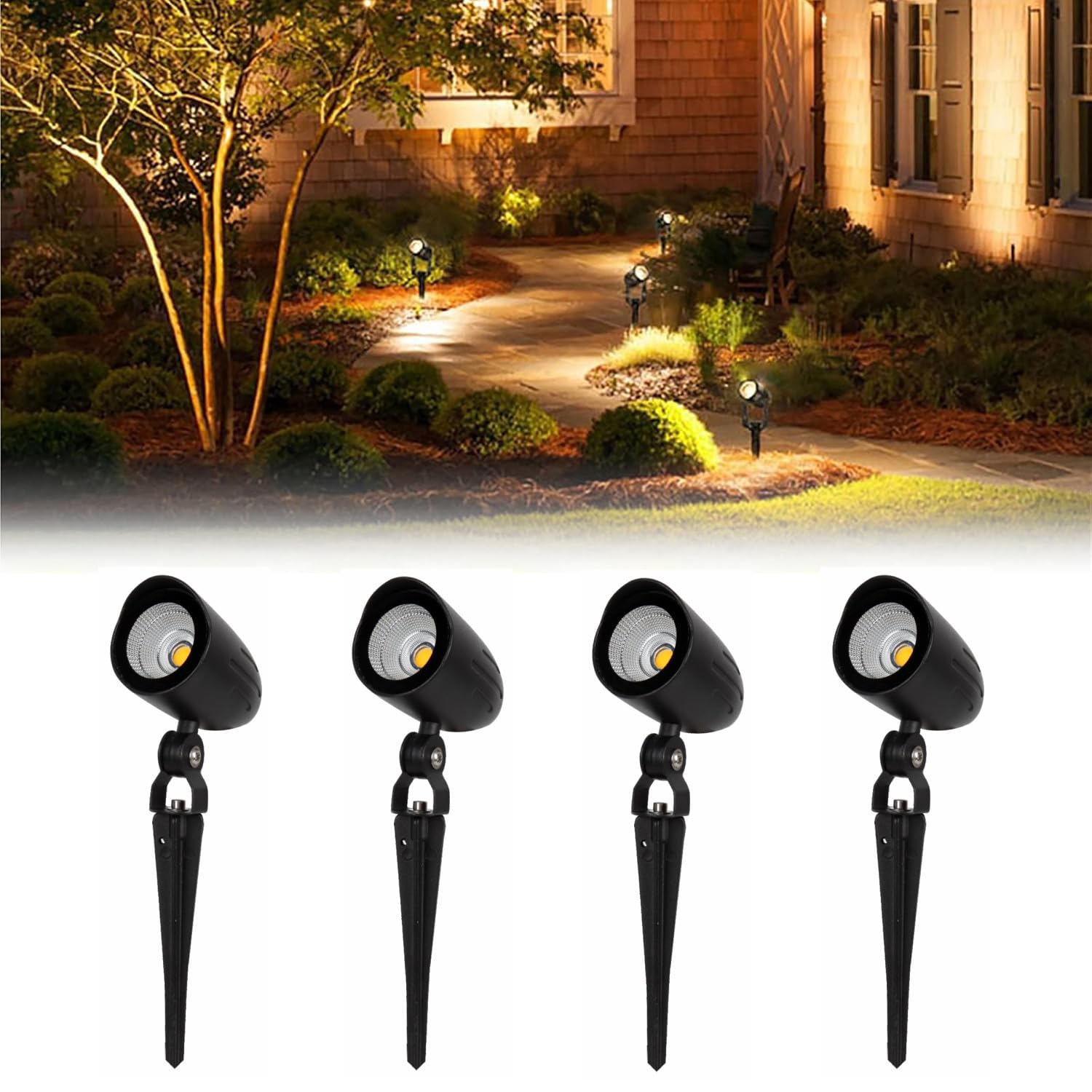 9W Spike Light Warm White 3000K LED Landscape Lights Black aluminum body IP65 Waterproof Outdoor 220-240V Landscape Spotlight Pathway Lights for Yard, Lawn, Garden, 1 Year Warranty (4)