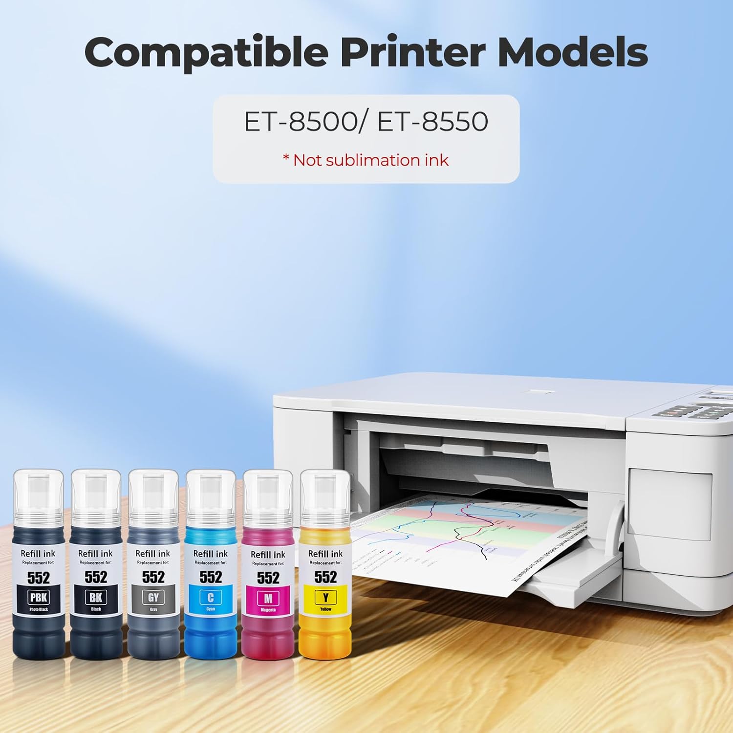 552 Ink Bottles Ecotank 6 Pack ET-8550 ET-8500 Replacement for Epson 552 Ink Refill Bottle Work for Ecotank Photo ET 8550 ET8550 Ecotank Photo ET 8500 ET8500 Printer (BK PB C M Y GY) 552 Ink Bottles Ecotank 6 Pack ET-8550 ET-8500 Replacement for Epson 552 Ink Refill Bottle Work for Ecotank Photo ET 8550 ET8550 Ecotank Photo ET 8500 ET8500 Printer (BK PB C M Y GY)