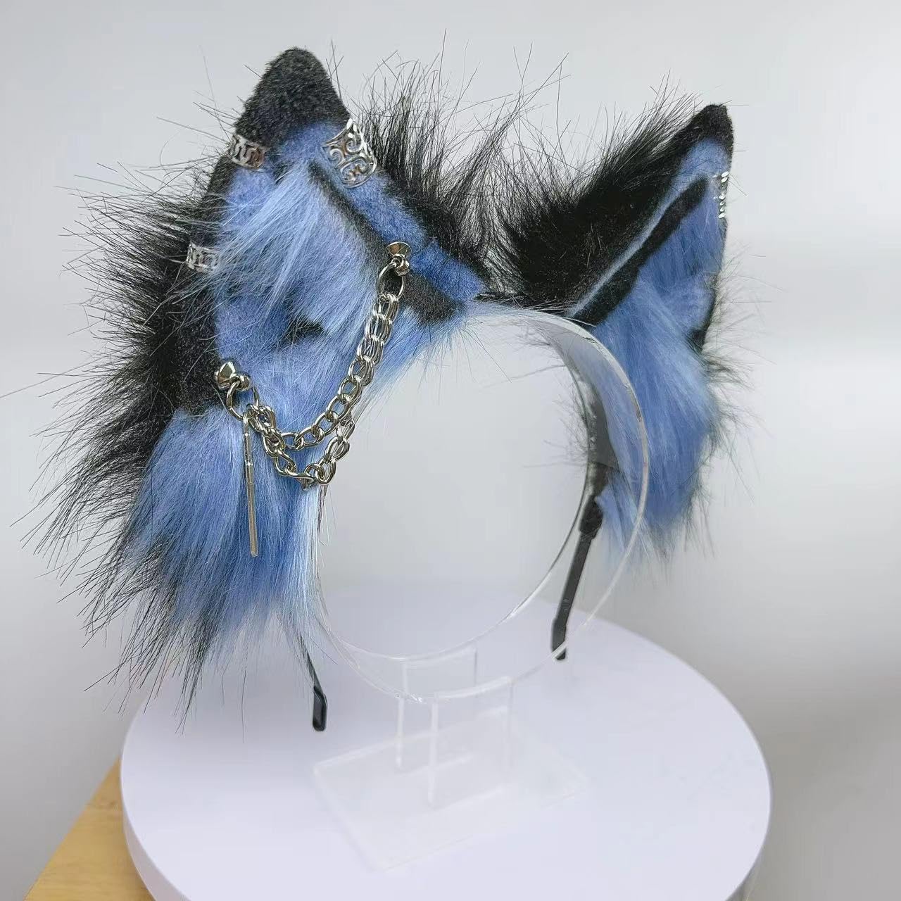 Ekwikzz Wolf Ears Tail Set Fox Wolf Headbands Clips Fluffy Cosplay Costumes, Gothic Punk Accessories for Halloween