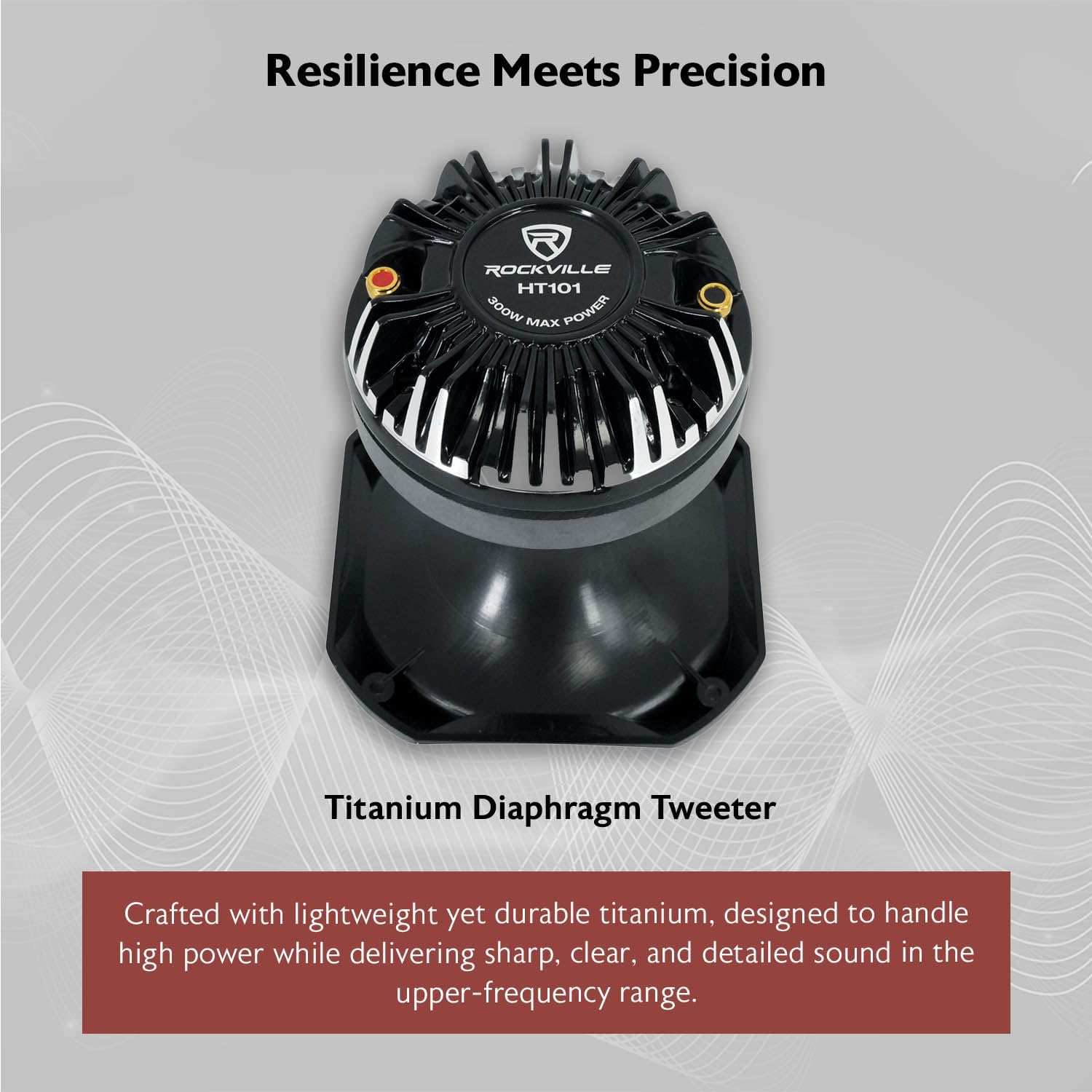 Rockville HT101 Titanium Compression Tweeter, 1.75" Voice Coil, 300W, 8 Ohms, ABS Horn, High Sensitivity, Screw-On, Perfect for Pro and Car Audio
