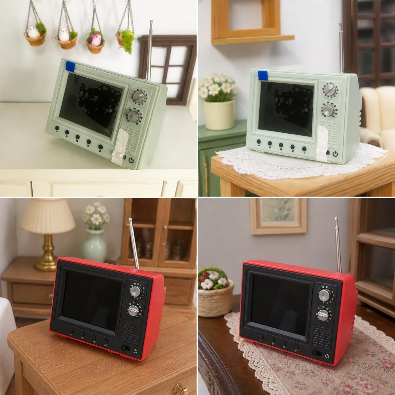 Ornamento levisivo per Ambientazioni Compatto, Mini retrò in Plastica, Durevole, per Progetti da, Collezionisti di Miniature,