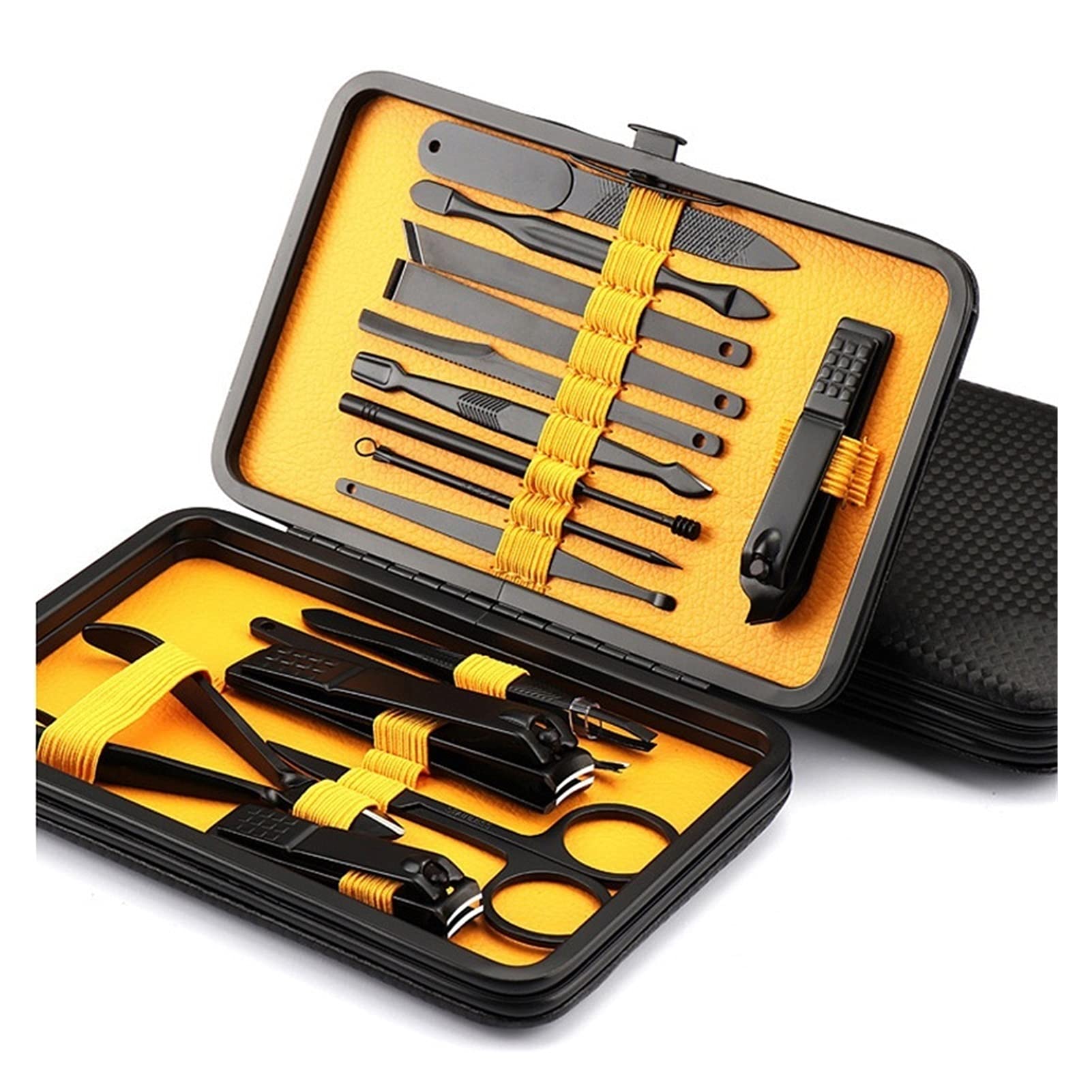 GLJTUO Nail Clippers Set Professional Black Nail Clipper Set 16pcs Stainless Steel Manicure Pedicure Trimmer Scissor Beauty Nails Cutter Fingernail Tools Pedicure Tools for Feet,C