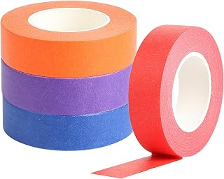 4 Rollos Cinta de Papel Arcoíris, Cinta Carrocero Colores, Grabables Washi Tape, Cintas Adhesiva Decorativa Pared para Manualidades, Etiquetado, Decoración de Bricolaje, Pintura Manualidades