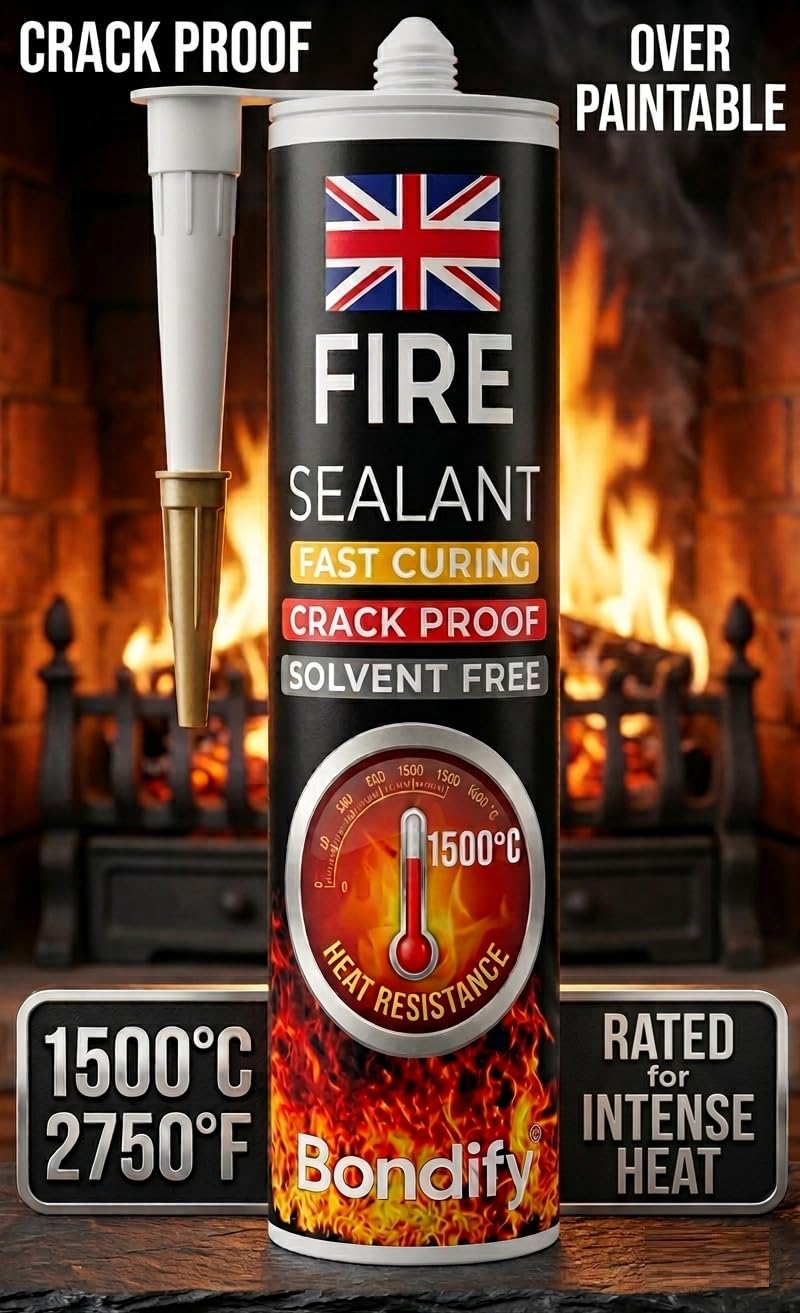 Sigillante Refrattario Nero Fino a 1500° Silicone Alte Temperature 3 PZ SENZA SOLVENTI Sigillanti per Caminetto e Forno, Malta Cemento Refrattario per Barbecue, Stufe, Caldaie Piani Cottura