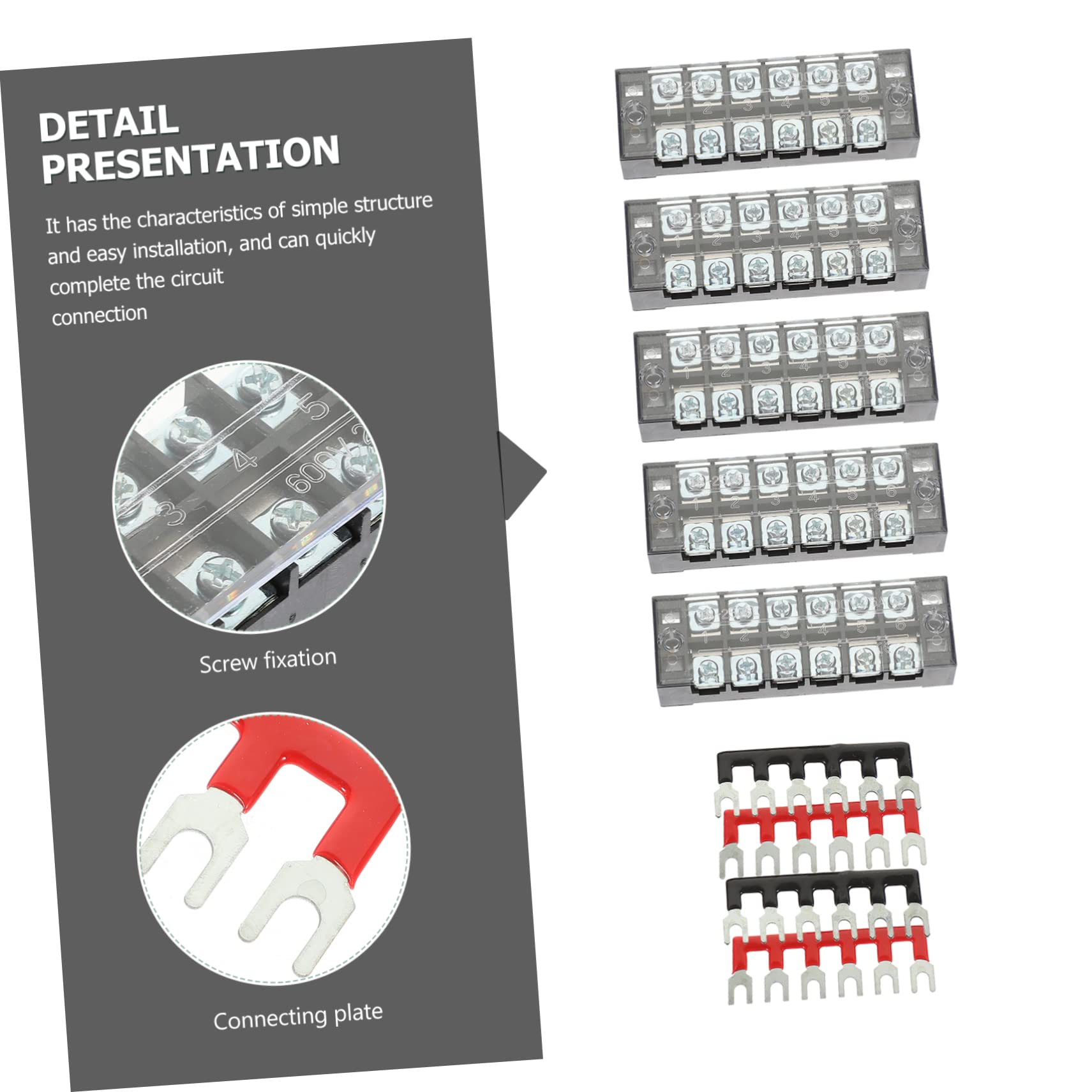 Cabilock 2 Sätze Terminalblock Schraubklemme Set mit Isoliertem Mehrfach Verbindungsstreifen Langlebig Installieren Geeignet für Elektrische Verdrahtung und Fahrzeuginstallation