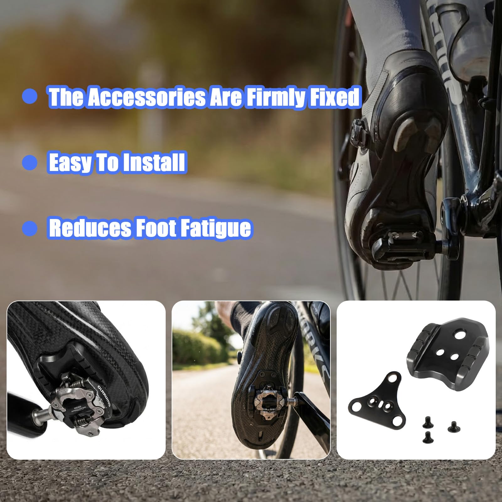 Set di Tacchette, Compatibile Con Adattatore per Piastra Shimano SPD SM-SH41 per Bicicletta, Scarpe da Corsa, MTB, Pedali 3 Fori, Piastre per Pedale Bicicletta