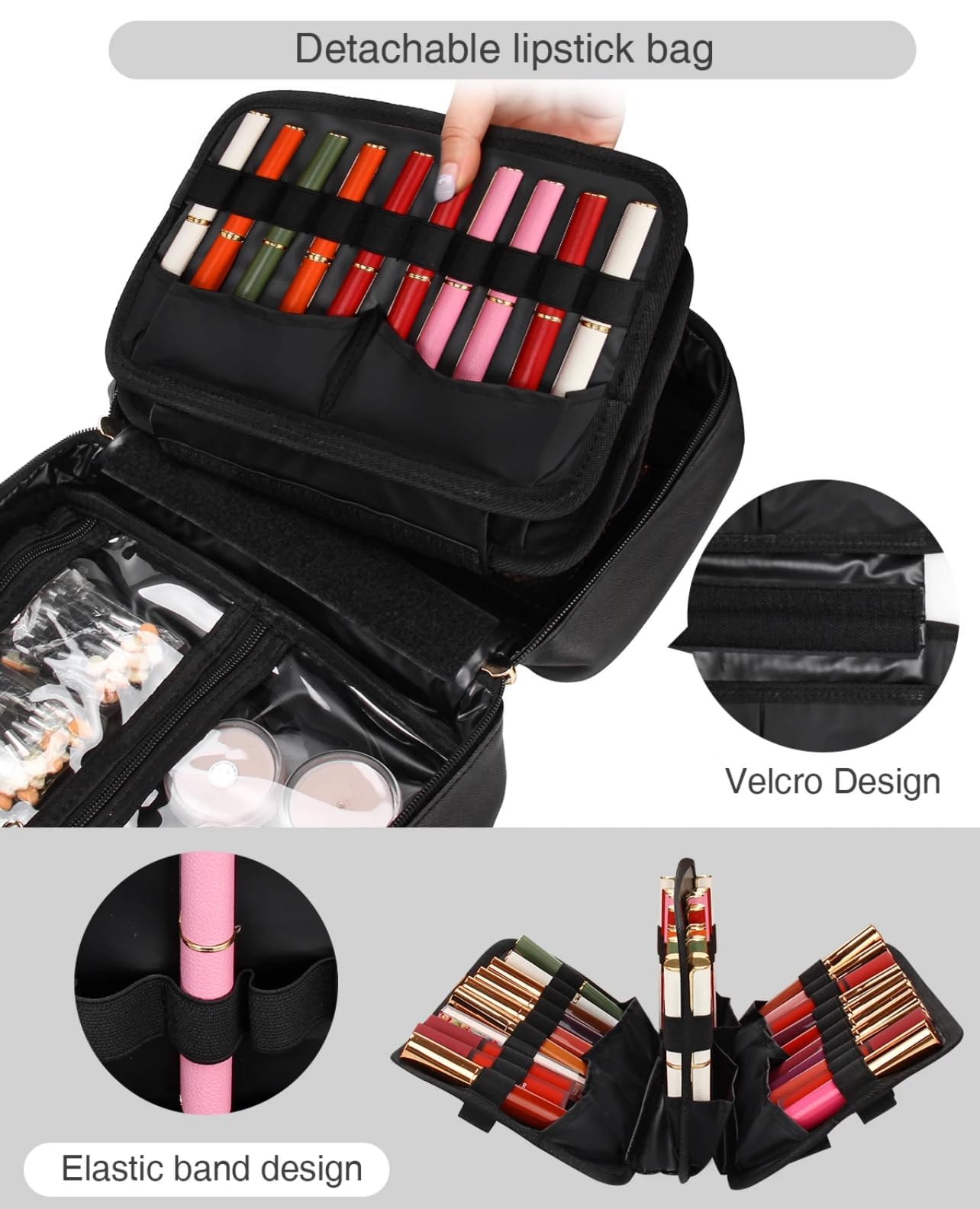Coslifestore Makeup Organizer Case with Lipstick Slots (Black) 1