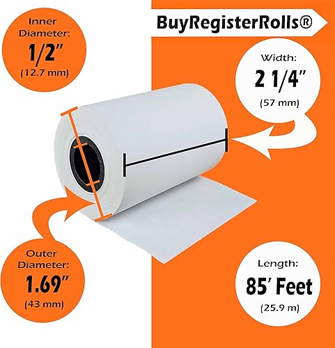 Miniatura 3 de (5 rollos) Rollos de recibos de papel térmico de 2 14 x 85 pies, POScaja registradora, se adapta a todos los terminales de tarjetas de crédito,