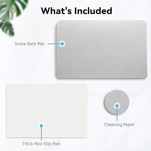 Miniatura 7 de Tapete de baño de piedra, se seca rápidamente, antideslizante de tierra de diatomeas para baño, tapete de ducha de piedra súper absorbente, fácil de