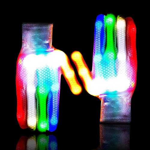 GLEDLOVES LED Gloves,Cool Fun Toys for Boys Girls Age 3-10 with 6 Flash Modes Kids Gifts Age 3 4 5 6 7 8 9 10 for Glow Dance Birthday Easter