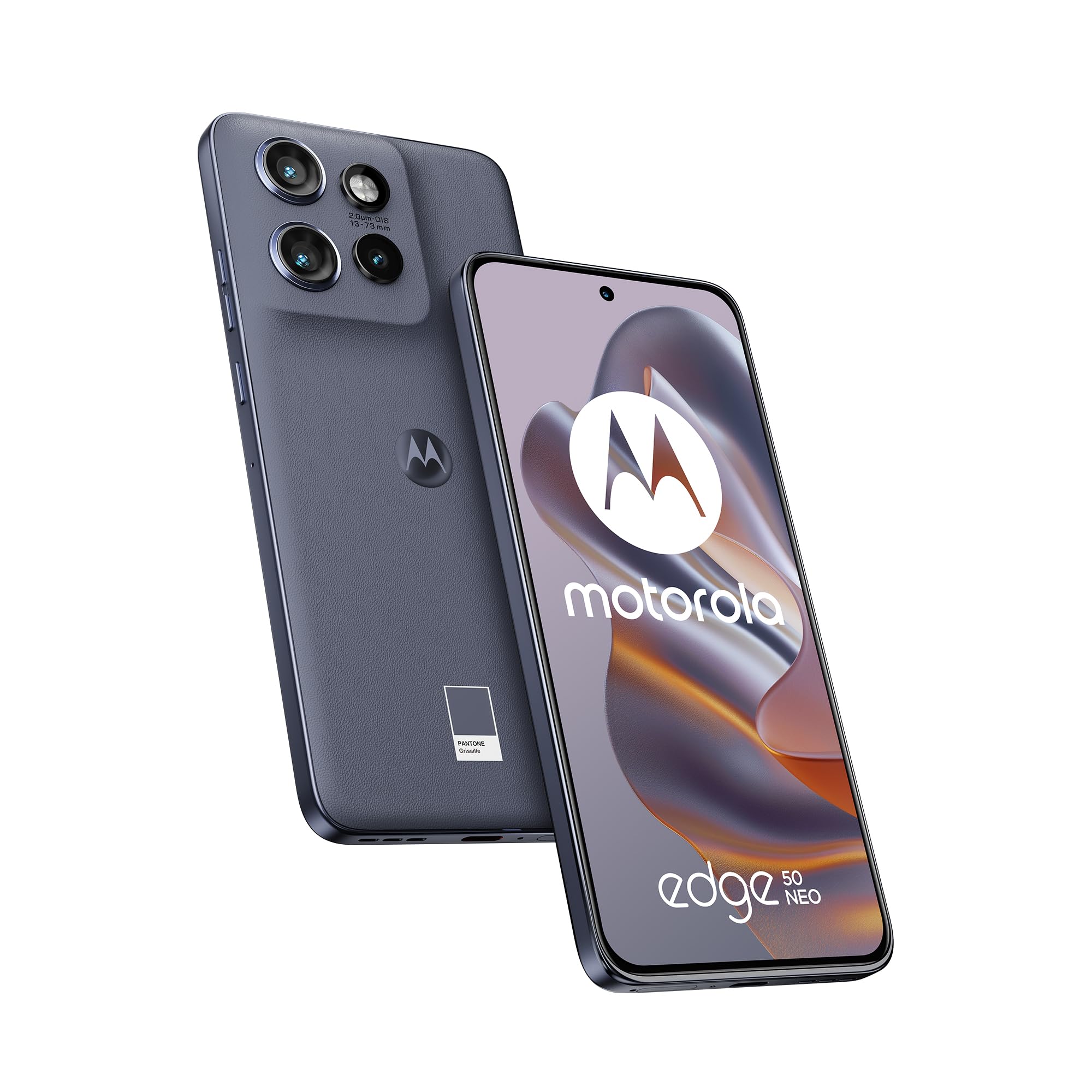 Motorola edge 50 neo (8/256GB, Fotocamera Sony LYTIA™ 700C 50+13+10MP selfie 32MP, Display 6.36" pOLED 120Hz, IP68, MediaTek MTK 24M, batteria 4310mAh, ricarica 68W, Android 14), PANTONE Grisaille