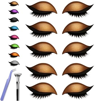 GDSAFS Lazy Eye Shadow Eyelash Patch, Lazy Eyeshadow and Lash Sticker, 3-in-1 Reusable Eye Makeup Stickers with False Lashes Shadow Eyeliner, Natural Curl, Sweat-Proof, for All Eye Shapes 5Pairs-A
