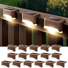 DenicMic Solar Deck Lights 16 Pack for Fence Post, Patio, Pool, Stairs, Step and Pathway - Weatherproof LED Outdoor Lights (Warm White) E26, 0.12W