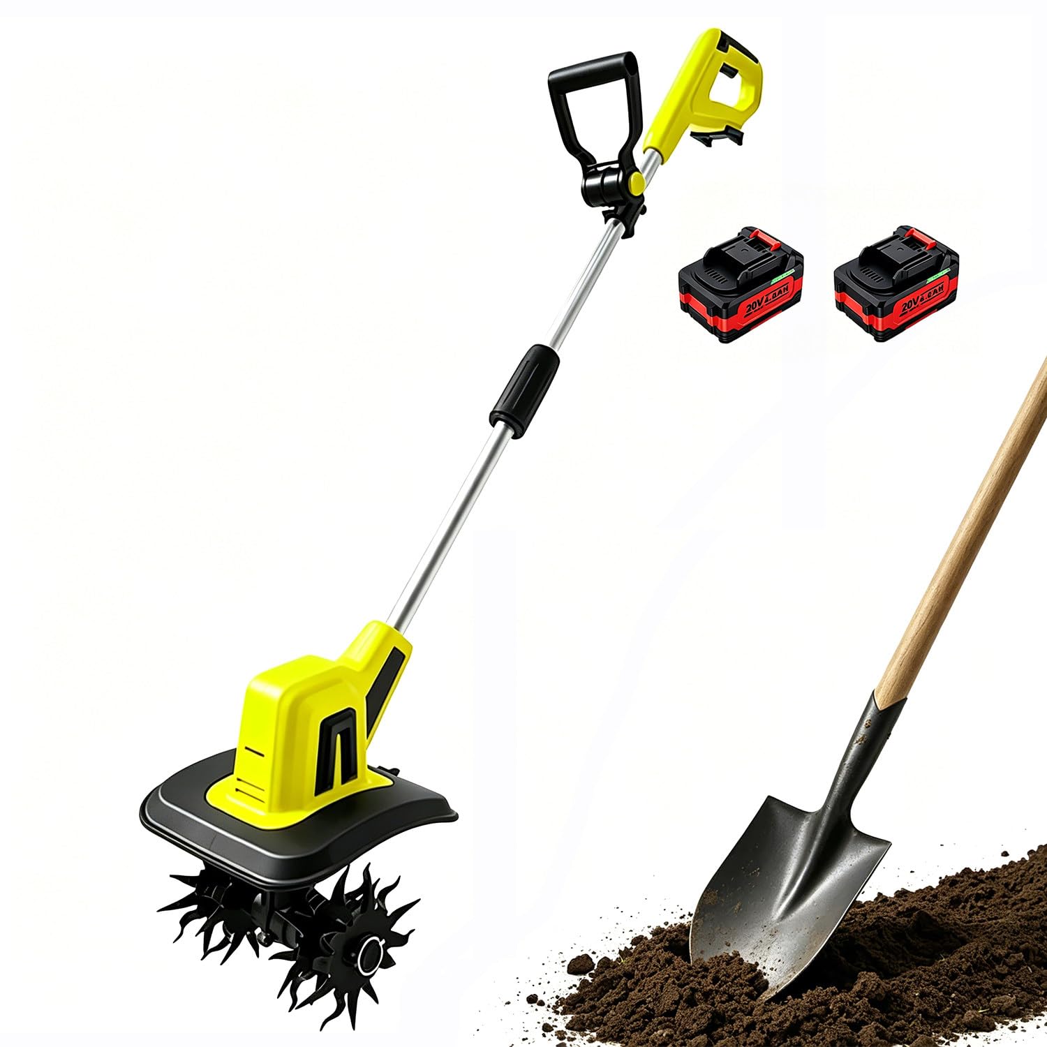 Cultivador Eléctrico & Herramienta Aireadora De Césped - 4 Púas De Acero, 270RPM, Ancho De 25cm, Profundidad De 22cm, Motoazada Manual Ligera para Kit De Herramientas De Jardín