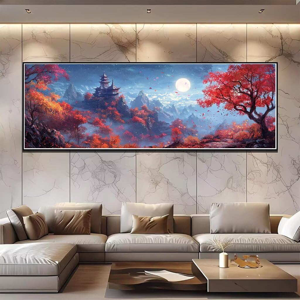 Landschaft Diamond Painting Groß XXL 150x60cm, Basteln Erwachsene Diamond Painting Set, 5D DIY Mond Diamant Paintings Bilder Erwachsene, Diamond-painting Set mit Zubehör für Zimmer Deko Geschenke E-8