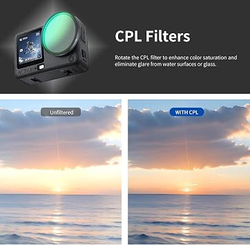 Professional ND8 ND16 ND32 CPL Filter 4 Pack for DJI Osmo Action 6, Lens Protector for Action Camera - Waterproof, Anti-Glare, Scratch-Resistant