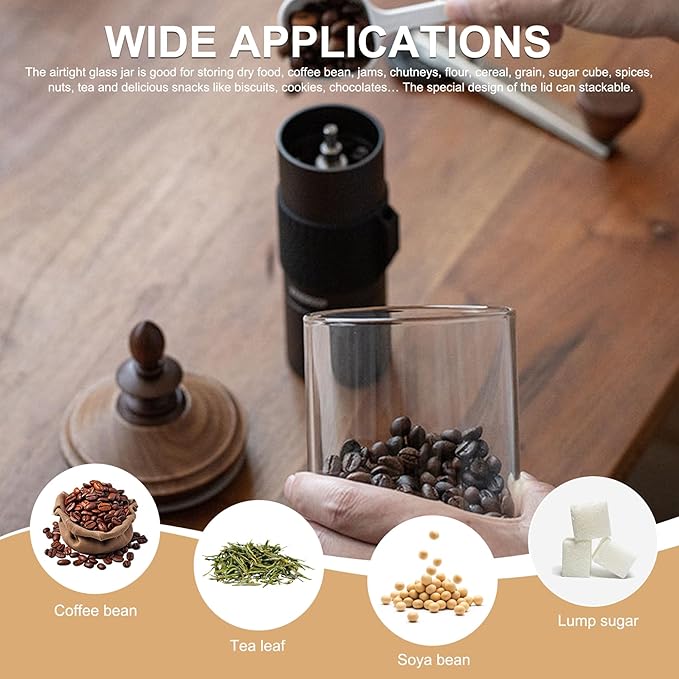 Frasco de Café de Vidrio Vintage 550ml con Tapa de Madera y Cuchara miniatura 4