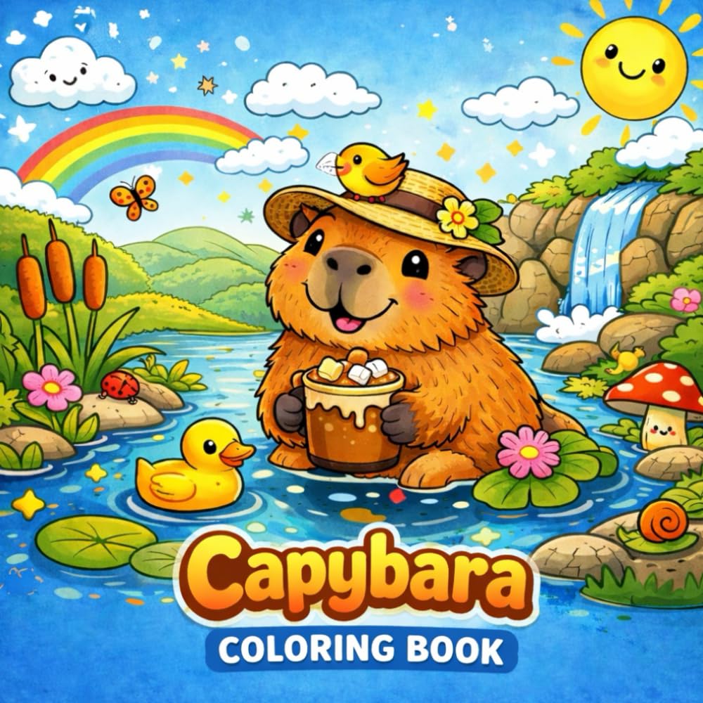 Cute Capybaras Adventure Coloring Book: An Epic Collection of Adventurous, Fantasy & Outdoor Capybara Pages for Kids Ages 8–12