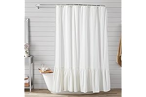 Shabby Chic Farmhouse Cotton Shower Curtain White: Cottage Bathroom Decor Redefined